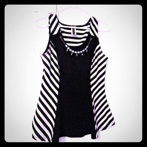 Black and white striped blouse